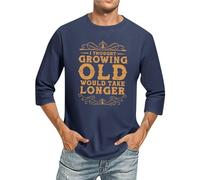 Mumuj Men V-Neck Tee Shirt Mens Fashion Mens 3/4 Sleeve Shirts Workout Casual Shirt Gradient Color O Neck T Shirt Comfortable Slim Big and Tall Shirt Men's Sweatproof T-Shirts Men Football (Navy, M)