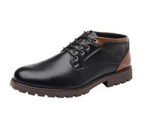 Mumuj Men's Leather Shoes Dress Shoes Men's Warm Men's Boots in Spring and Winter Large Size Lace-Up Round Toe Retro Short Boots Low Mens Extra Wide Lace-Up Shoes, black, Männer Echtleder Leather