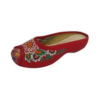 Mumuj Soft Sliders for Women Summer Slippers for Women Women Cloth Shoes Sandals National Embroidered Tendon Soles Flowers Slippers Cleaning Slippers Washable Bathroom Slippers Women (Red, 7)