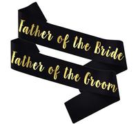 MUMUNN 2 PACK Father of the Bride and Groom Sashes, Black Sash with Gold Letters Bachelorette Sashes for Father Bridal Shower Supplies Wedding Accessories