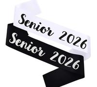 MUMUNN 2 PCS Senior 2026 Sash, Glitter Black Finally Graduated Cheerleader Celebration Graduation Party Decorations Supplies, Senior Sash 2026