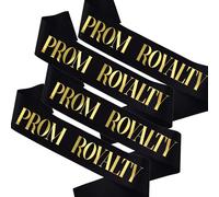 MUMUNN 4PCS Prom Royalty Sashes, Black Gold Prom Royalty Sash for Dance Party Event Prom Queen, Prom King Graduation Party Prom Royalty Sashes Set of 4