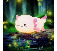 MUMUQ Axolotl Kids Night Light, Cute Night Lamp for Baby, Silicone Axolotl Lamp, LED Touch Dimmable Nursery Nightlight with Timer Bedroom Decor as Xmas Birthday Halloween Newborn Girls Gifts
