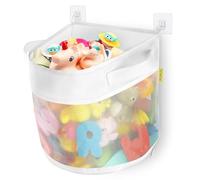 MUMUQ Bath Toy Storage Net, 15.7 L Shower Caddy, Bottom Zipper Bathtub Toy Holder Organiser Bag Basket Baby Shower Games Bath Tub Quick Dry Kids Toys Bathroom Storage Accessory White (L)