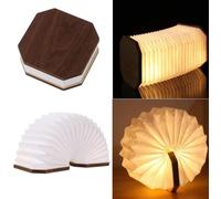 Mumushop Wooden Book Lights, New Folding Organ Lights, Portable Paper Mood Lights with USB Charging Night Lights, Wooden Desk Lights with Magnetic Design, Creative Gifts, and Home Decoration (Bamboo)