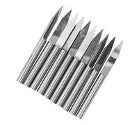 Mumusuki 10pcs Engraving Bits, High Hardness Tungsten Steel Cnc Router V Bits for Acrylic, Plastic, Wood, Fiberglass, Carbon, Printed Circuit Board with 3D Sculpture, Machining, 3D Relief (0.1mm)