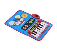 Mumusuki 2 in 1 Musical Piano Drum Mat Foldable Keyboard Playmat with 13 Keys & Drum Kit 4 Tones Adjustable Volume Built-in 5 Demo Songs with Mallets for Kids Music Lovers