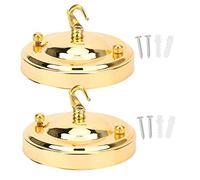 Mumusuki 2PCS Iron Chandelier Hanging Plate Hook Ceiling Light Canopy Bird Cage Lantern Hook Crystal Lamp Base Decoration DIY Fitting Accessory(Gold)