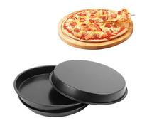 Mumusuki 3 Pcs Pizza Baking Pans, 10in Deep Non Stick Pizza Trays Multi Function Carbon Steel Pizza Pans for Baking Cookies and More