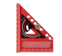 Mumusuki 3D Multi Angle Measuring Ruler, 0 180 Degree Anodized Aluminum Alloy Woodworking Square Protractor, with Clear Markings and Ergonomic Structure, for Engineer Carpenter and (Red and Black)