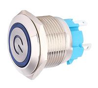 Mumusuki 4PIN Push Button Switch, Stainless Steel, IP65, 1NO Self Reset 16mm Switch for Automotive and Industrial Equipment (Blue)