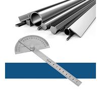 Mumusuki Angle Protractor 180 Degree Stainless Steel Ruler Flexible Design Accurate Measurements for Carpenters Projects (Ruler scale 100x semicircle diameter 90mm)