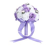 Mumusuki Bridal Bouquets for Wedding,Artificial Romantic Bouquet Bridesmaid Bouquet Romantic Wedding Party Decoration Confession(Purple)