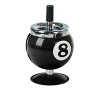 Mumusuki Creative No. 8 Billiards Ball Ashtray with Lid, Stylish Windproof Large Capacity Round Metal Push Down Ashtray for Home Bar Cafe Hotel Party Desktop Decoration (Black 8)