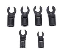 Mumusuki Crows Foot Wrench Set, 6 Sizes 12 14 16 17 18 19mm Flexible Head Wrench with 180 Degree Rotatable Head for Fuel Injector Brake Pipe Hydraulic Fitting Removal