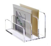 Mumusuki Desk Mail Organizer, 3 Compartments Acrylic Transparent Vertical File Letter Holder Bill Document Sorter for Office School Home Desktop (Transparent 1Pc)