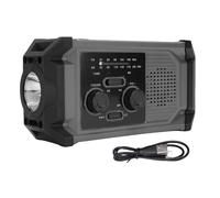 Mumusuki Emergency Weather Radio With LED Flashlight, IPX4 Water Proof USB/Solar/Hand Crank Charging Battery Operated AM Frequency Modulation Radio For Indoor Outdoor Emergency