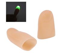 Mumusuki Finger Light Up Thumb Tips, LED Fake Finger Lights With Pressure-Activated Illumination, 4.5cm Battery Powered Lamps For Party Tricks And Performance Props Green 2pcs
