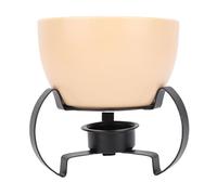 Mumusuki Fondue Set, Ceramic Pot with Metal Stand, 4 Forks, Perfect for Cheese, Chocolate, Ice Cream Parties and Family Gatherings (Beige)