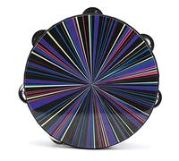 Mumusuki Hand Tambourine 8-inch Double Row Jingles Percussion Instrument with Prototype Design Soft Drumhead for Kids Musical Education (Colorful rays)