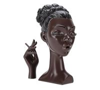 Mumusuki Head Incense Holder, Durable Resin Long Lasting Black Woman Smoking Elegant Incense Burner for Home Office Desk Create Serene Place (Style B Eyes Closed)