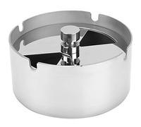 Mumusuki High-grade Stainless Steel Wind-proof Round Push Down Revolving Ashtray with Tray for Hotel