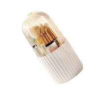 Mumusuki Makeup Organizer, 360 Rotating Base Large Capacity 5 Compartemnts Clear Dust Prevention Makeup Brush Holder with Lid for Home (Vertical Stripe Style)