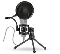 Mumusuki Microphone Tripod Stand, ABS Material with Double Pop Filters, Adjustable Mic Holder for Vocal Studios and Recording