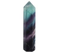Mumusuki Natural Fluorite Quartz Crystal Stone Point Healing Hexagonal Wand for Decoration Ornament(60mm-65mm)