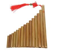 Mumusuki Pan Flute 15 Pipes G Key Woodwind Instrument Chinese Traditional Musical Panpipes Bamboo for Beginners Students with Soft Pouch Cleaning Tools (Right Hand)