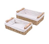 Mumusuki Paper Rope Storage Basket Handwoven Decorative Bin, Handcrafted Bohemian Style Multipurpose Organizer Portable with Handles, 2 Pack Set for Bathroom Toilet Living Room Bedroom