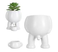 Mumusuki Peeing Plant Pot, Ceramic Simulation Innovative Little Man Peeing Succulent Planter Pot Decorative Flower Pot for Home Office Desktop (White)