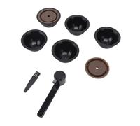 Mumusuki Reusable Coffee Pods Kit, 5 Pcs Empty Refillable Coffee Capsules with 2 Pcs Reusable Coffee Capsule Lids, Spoon and Brush, for Nestle Vertuolines Coffee Machines (Black)