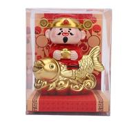 Mumusuki Solar Caishen Koi Fish Statue, Plastic Solar Powered Automatic Nodding Caishen Koi Fish Figurine Luck Wealth Feng Shui Decor for Home Office Shop Car Dashboard