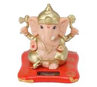 Mumusuki Solar Powered Ganesh Statue Sculpture for Car Dashboard, Hindu Elephant Idol Buddha Figurine Cute Ganesha for Home Temple Decor