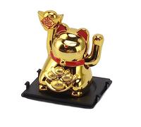 Mumusuki Solar Powered Lucky Cat Ornament, 2Pcs Gold Waving Arm Statue With Vivid Design And No Battery Required For Desk, Window, Car Dashboard Decoration