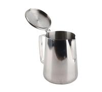Mumusuki Stainless Steel Milk Frothing Pitcher with Lid for Latte Art, Ergonomic Handle, Professional Frothing Jug for Home Use and Coffee Shops (600ml)