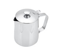 Mumusuki Stainless Steel Milk Frothing Pitcher with Lid for Latte Art, Ergonomic Handle, Professional Frothing Jug for Home Use and Coffee Shops (350ml)