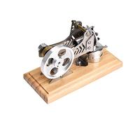 Mumusuki Stirling Engine Model Kit - Wood & Metal Physics Demonstrator with LED Light, Alcohol-Powered Educational Tool for Classroom No Water Needed DIY Science Project