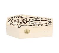 Mumusuki Unfinished Coffin Box for Pets, Wooden Casket Kit for Halloween Decor and Funerals, 2 Pieces Miniature Burial Boxes (Skull Skeleton)