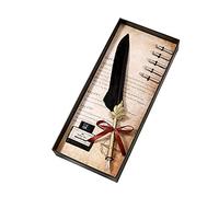 Mumusuki Vintage Quill Pen Set, Elegant Copper and Stainless Steel, Complete Calligraphy Kit for Beginners and Students Writing Practice (Black)