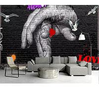 MUMUWUSG 3D Effect Photo Wallpaper Grey Finger Animal Dove Wallpaper 3D Panoramic Wall Tapestry Photo Wallpaper Mural Large Mural Bedroom Eco-Friendly Wallpaper Decoration 200X150Cm
