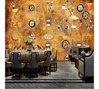 MUMUWUSG 3D Effect Photo Wallpaper Restaurant Burger Hot Dog Bread Wallpaper 3D Panoramic Wall Tapestry Photo Wallpaper Mural Large Mural Bedroom Eco-Friendly Wallpaper Decoration 250X200Cm