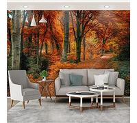 MUMUWUSG 3D Non-Woven Wallpaper Autumn Maple Trail Scenery Panoramic Murals Wall Decoration 3D Wallpaper Living Room The Wall for Bedroom Living Room Corridor Wall Poster 460X280Cm