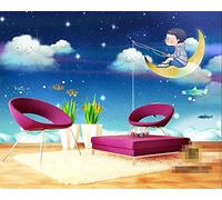 MUMUWUSG 3D Non-Woven Wallpaper Blue Sounding Clouds Boy Panoramic Murals Wall Decoration 3D Wallpaper Living Room The Wall for Bedroom Living Room Corridor Wall Poster 250X200Cm