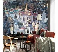 MUMUWUSG 3D Non-Woven Wallpaper Color House Building Landscape Panoramic Murals Wall Decoration 3D Wallpaper Living Room The Wall for Bedroom Living Room Corridor Wall Poster 460X280Cm