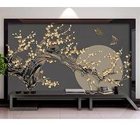 MUMUWUSG 3D Non-Woven Wallpaper Fashion Plants Branches Moon Panoramic Murals Wall Decoration 3D Wallpaper Living Room The Wall for Bedroom Living Room Corridor Wall Poster 200X150Cm