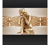MUMUWUSG 3D Non-Woven Wallpaper Golden Flower Buddha Pattern Panoramic Murals Wall Decoration 3D Wallpaper Living Room The Wall for Bedroom Living Room Corridor Wall Poster 200X150Cm
