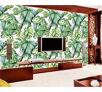 MUMUWUSG 3D Non-Woven Wallpaper Green Fashion Plants Leaves Panoramic Murals Wall Decoration 3D Wallpaper Living Room The Wall for Bedroom Living Room Corridor Wall Poster 250X200Cm