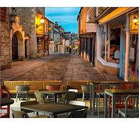 MUMUWUSG 3D Non-Woven Wallpaper House Building Street Landscape Panoramic Murals Wall Decoration 3D Wallpaper Living Room The Wall for Bedroom Living Room Corridor Wall Poster 250X200Cm